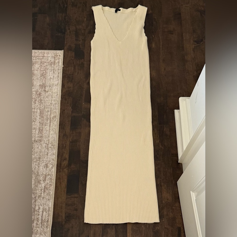 Cream Sleeveless Sweater Maxi Dress